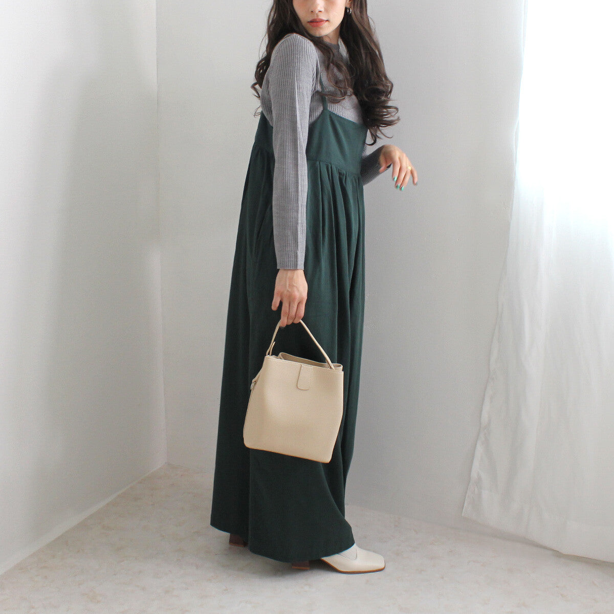 【再入荷】ワイドキャミサロペット