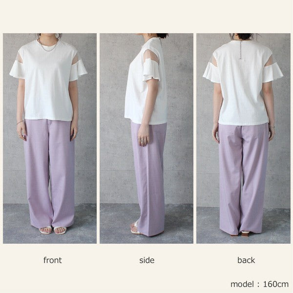 シースルーフレアスリーブTシャツ