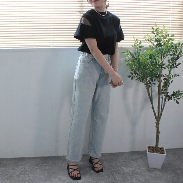 シースルーフレアスリーブTシャツ