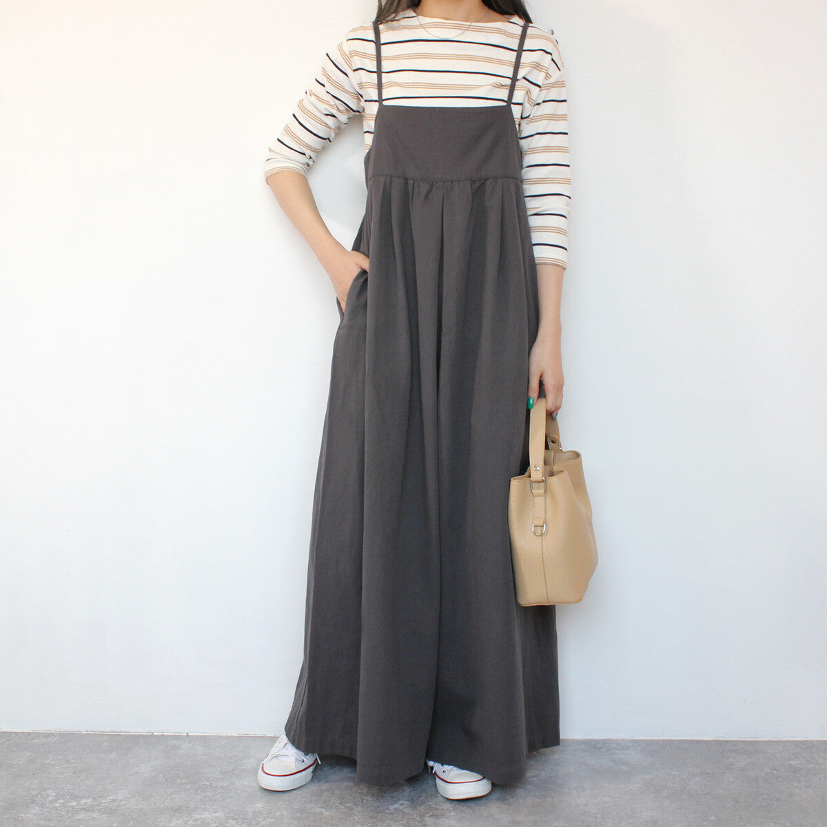 【再入荷】ワイドキャミサロペット