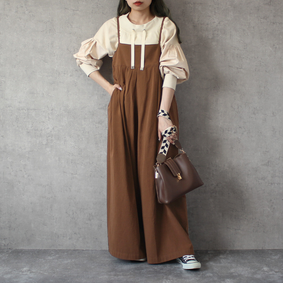 【再入荷】ワイドキャミサロペット