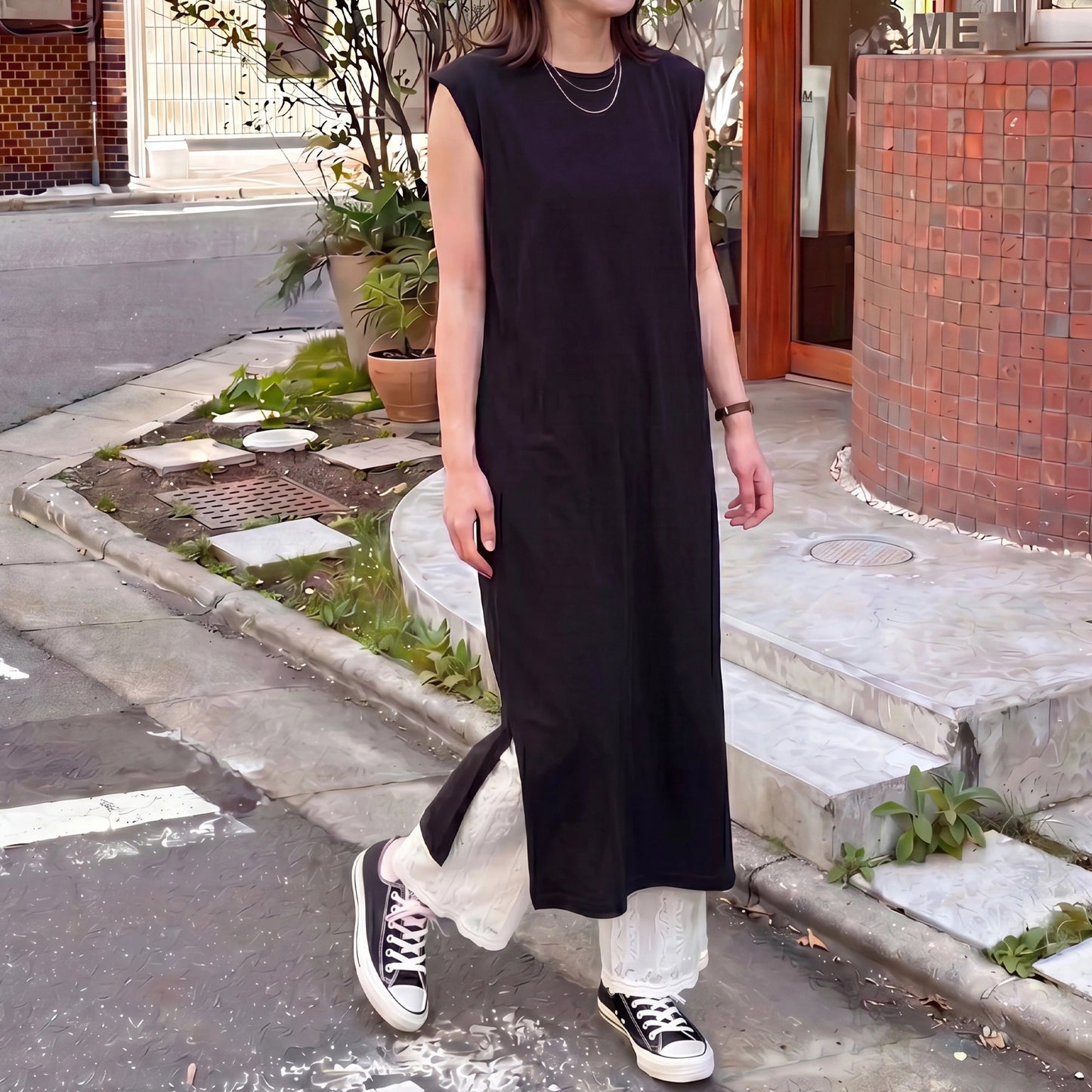 接触冷感ノースリーブワンピース