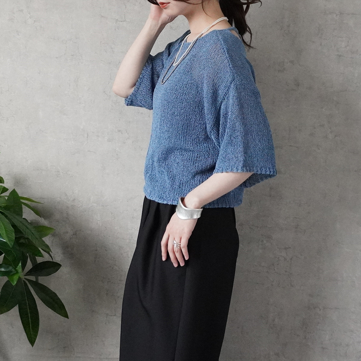 麻タッチループヤーンプルオーバー
