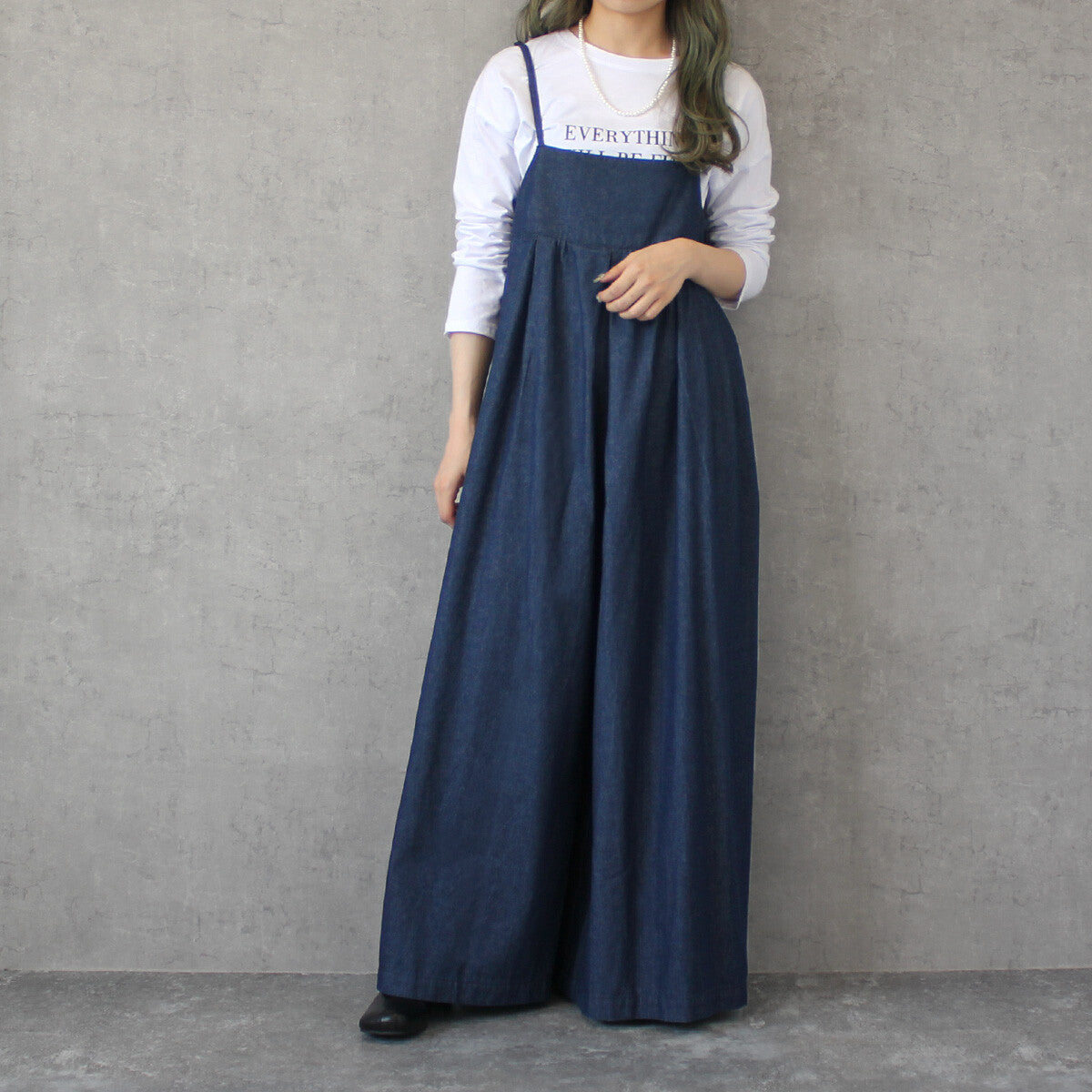 【再入荷】ワイドキャミサロペット