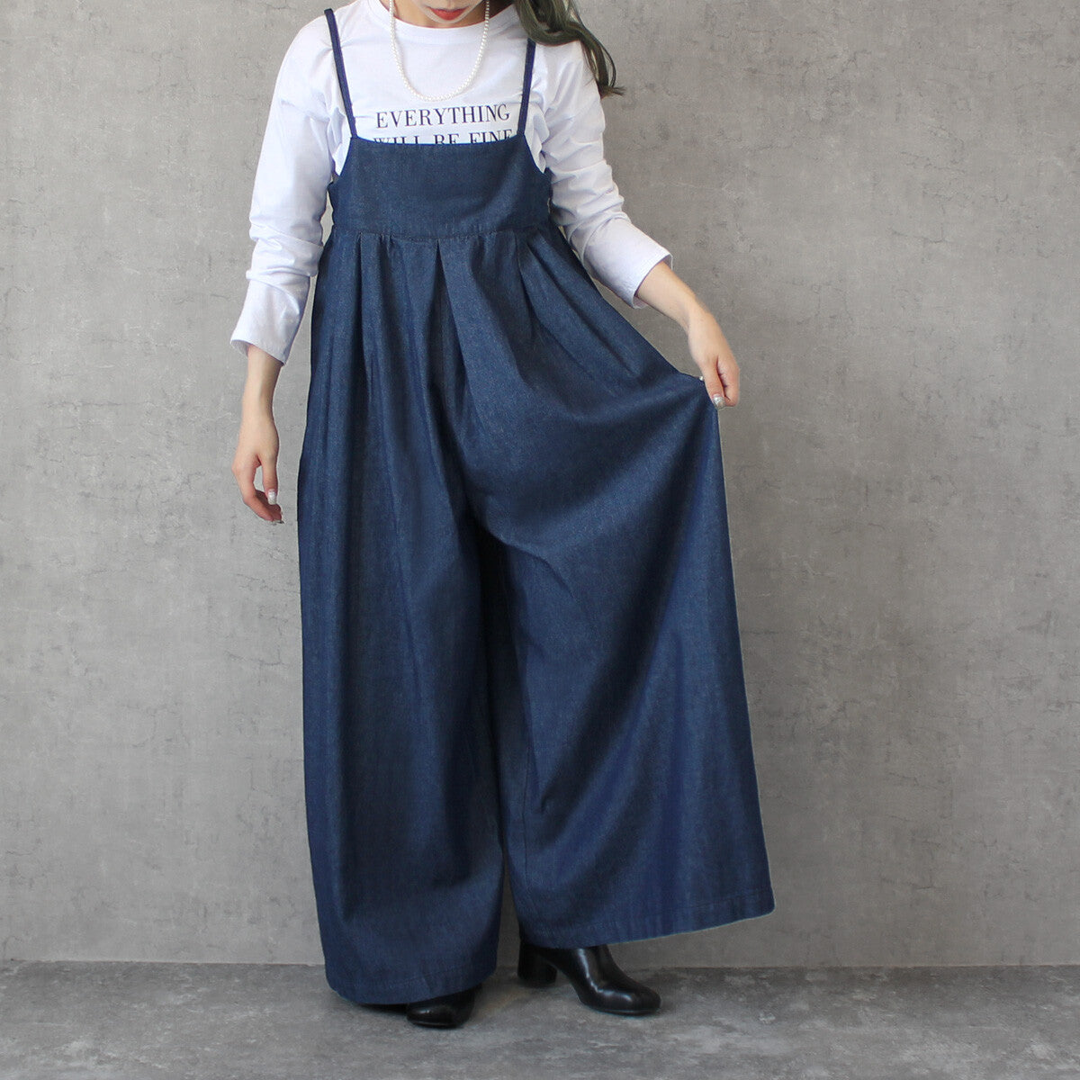 【再入荷】ワイドキャミサロペット