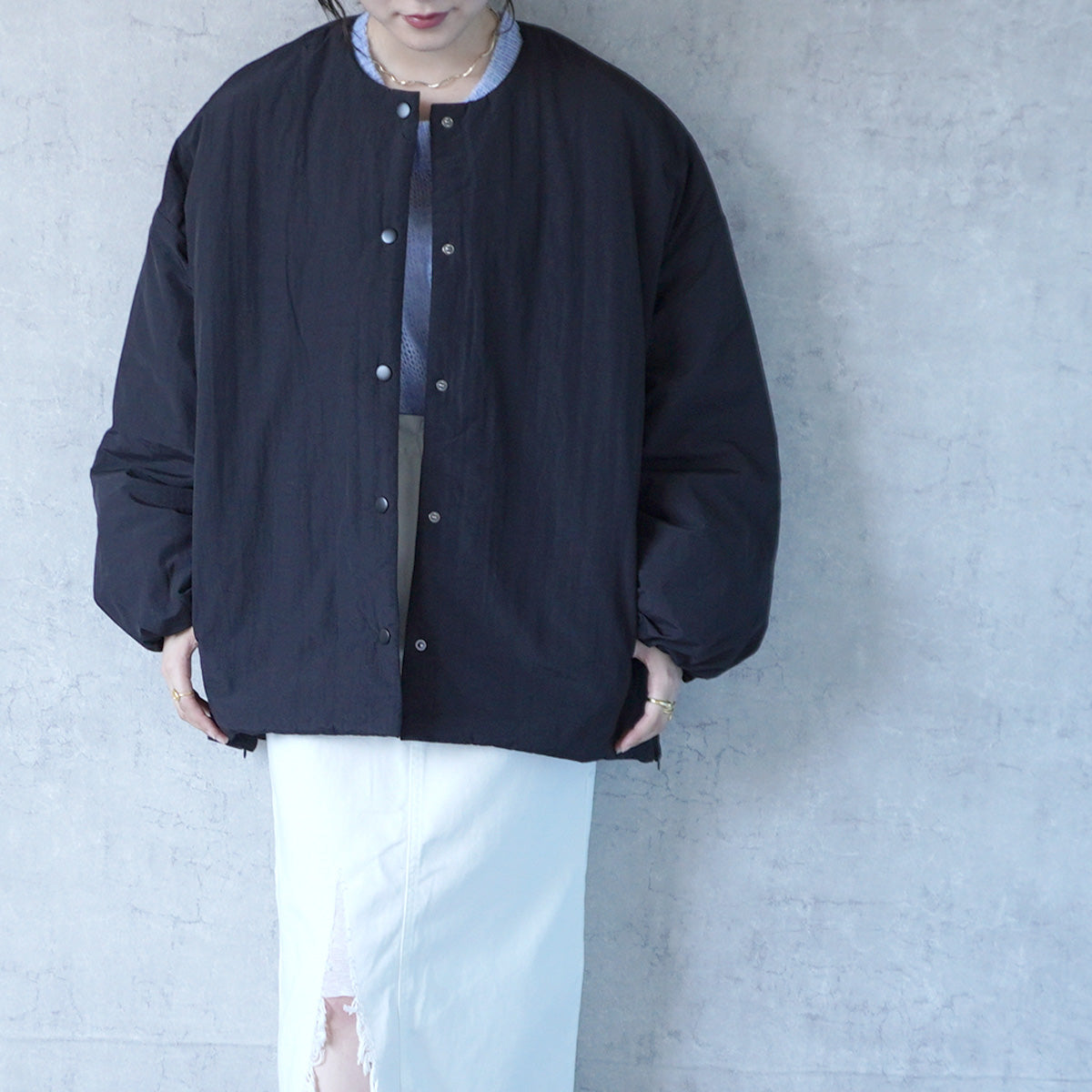 サイドジップ中綿ジャケット