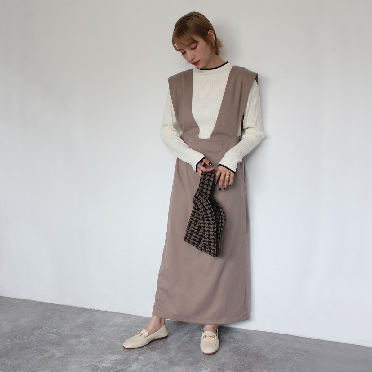 ワイドショルダー ジャンパースカート