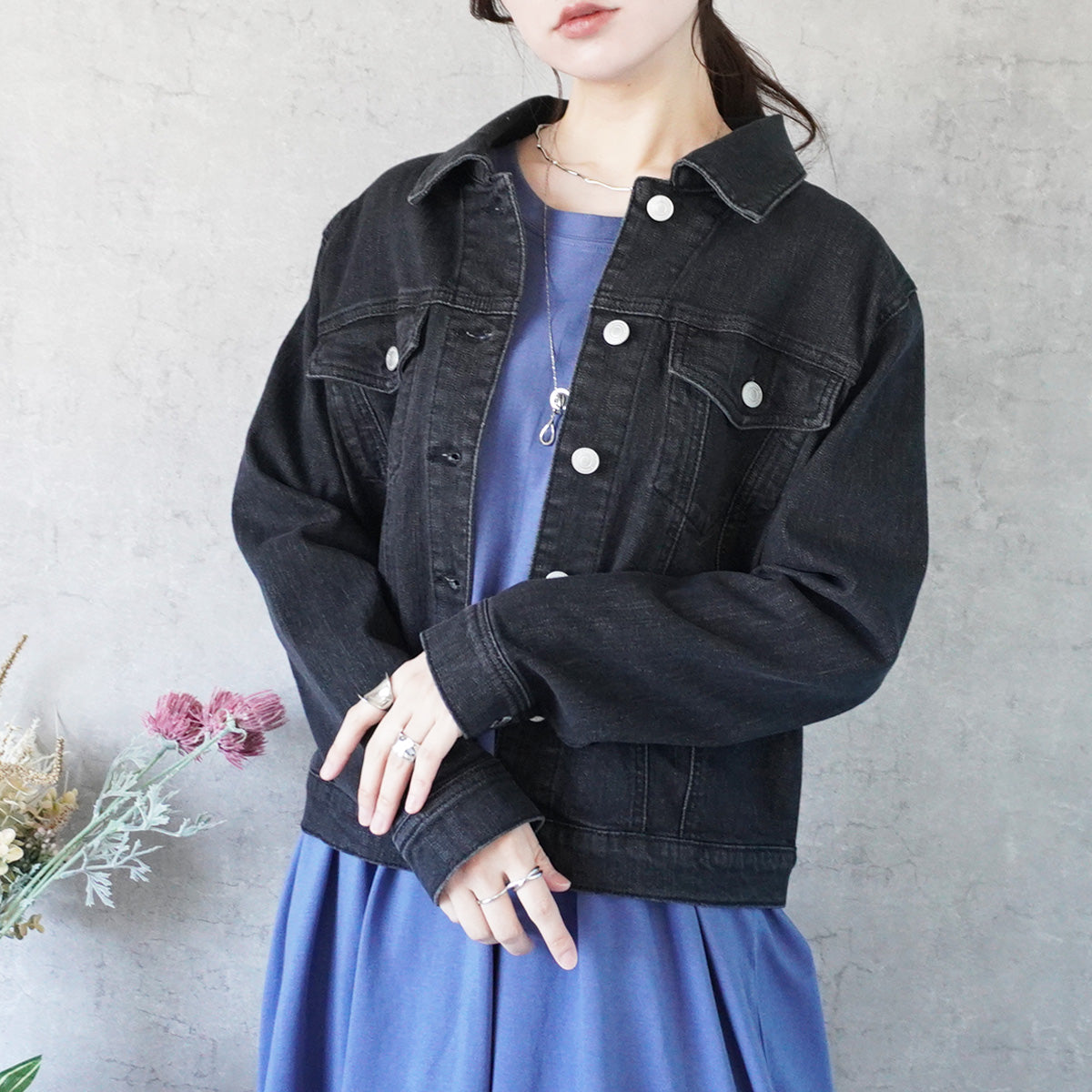 襟付きデニムジャケット