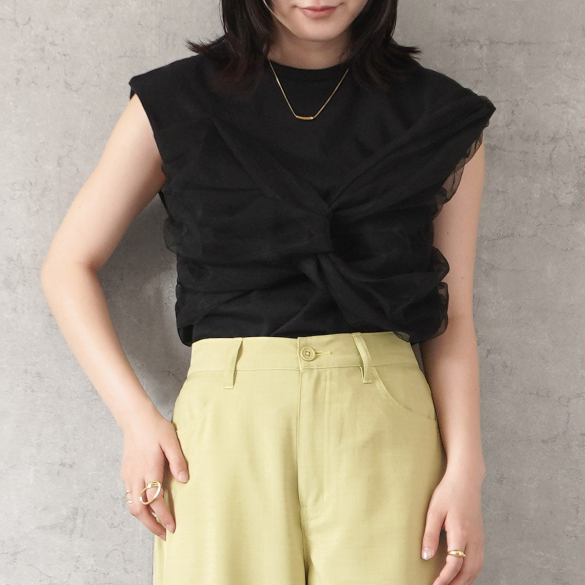 チュールリボンドッキングTシャツ