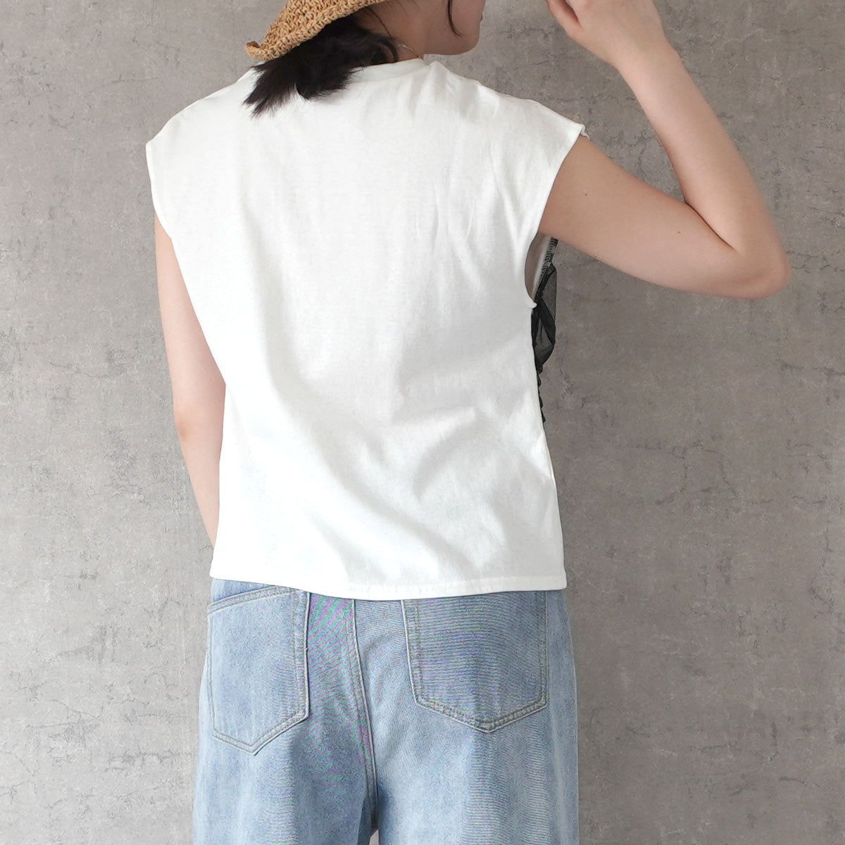 チュールリボンドッキングTシャツ