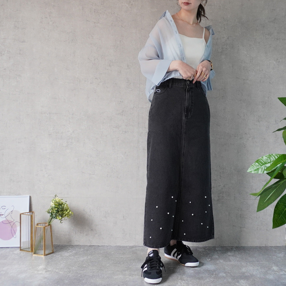 裾ドロストワイドスリーブシャツ