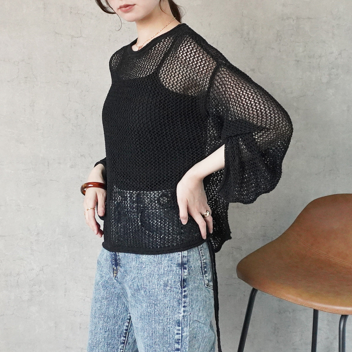 メッシュニットプルオーバー