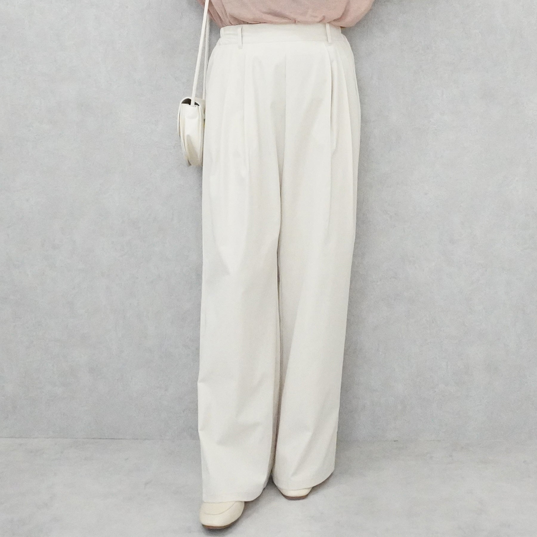 接触冷感イージーケアツイルツータックワイドパンツ/ セレクトリベリー