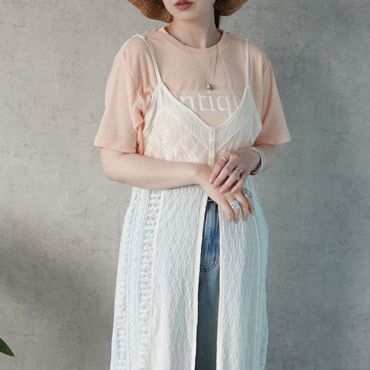 レースパッチワークキャミワンピース