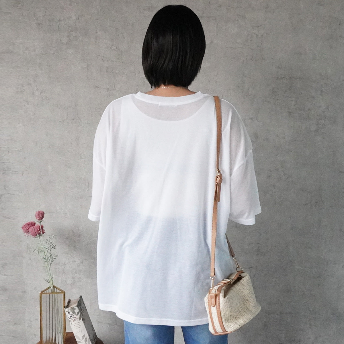 シアー刺繍ロゴ半袖Tシャツ