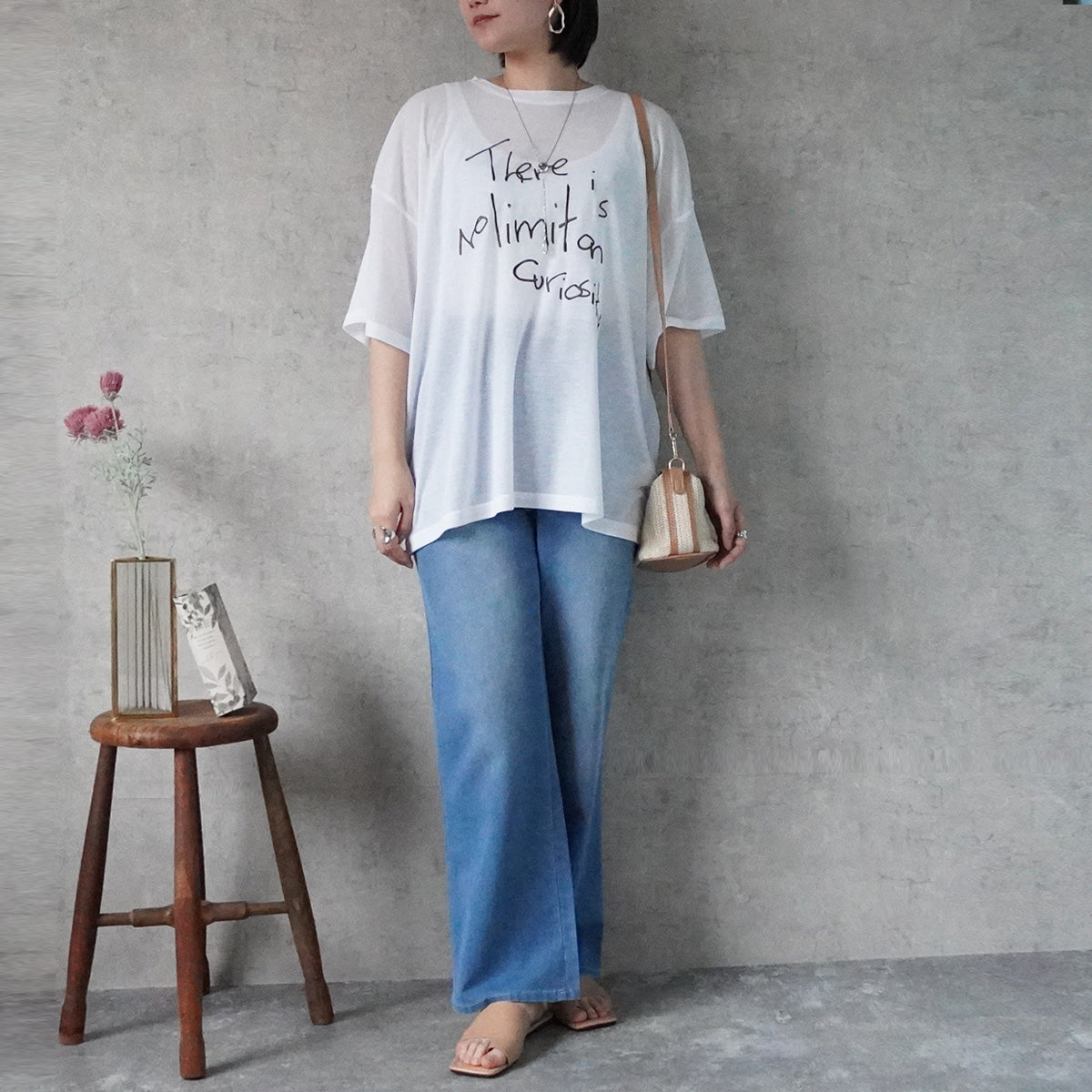 シアー刺繍ロゴ半袖Tシャツ