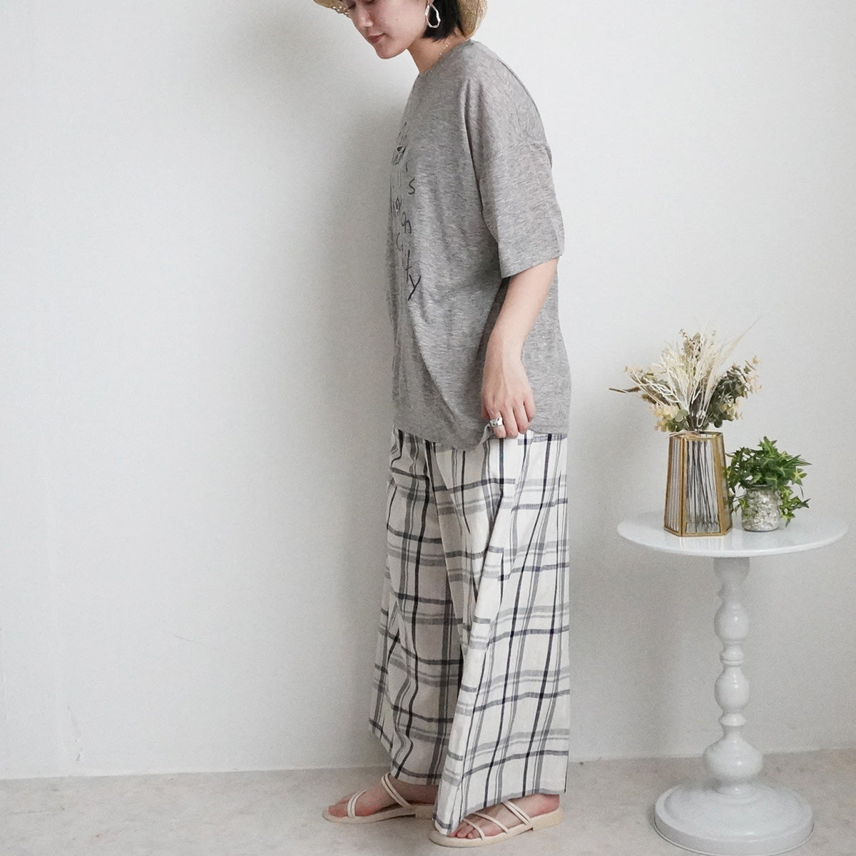 シアー刺繍ロゴ半袖Tシャツ