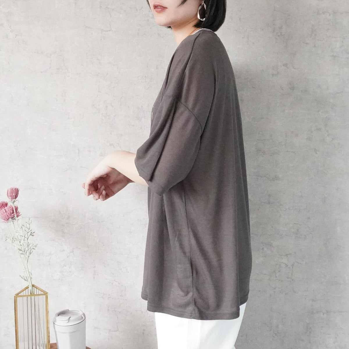 シアー刺繍ロゴ半袖Tシャツ