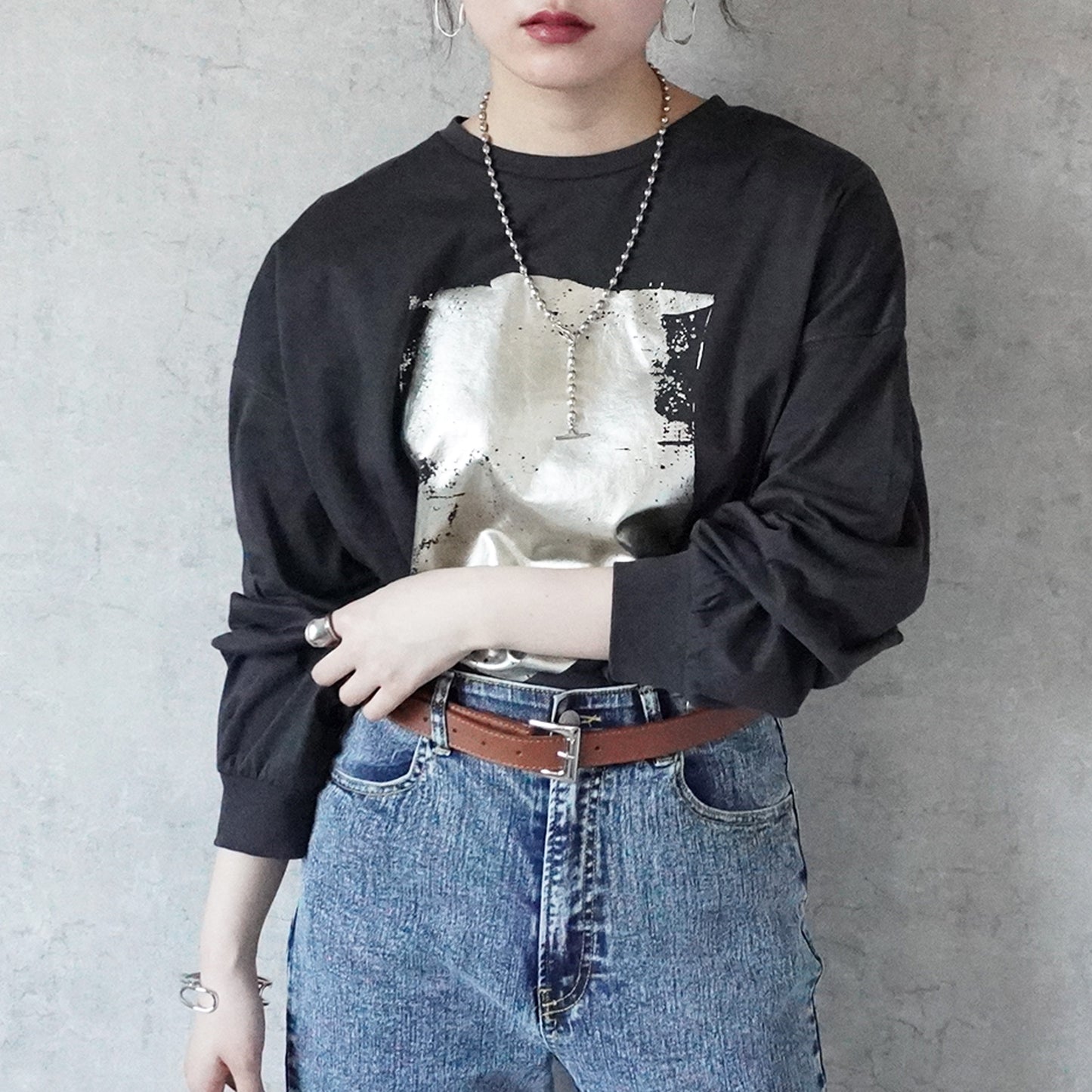 【先行予約】箔プリント長袖Tシャツ
