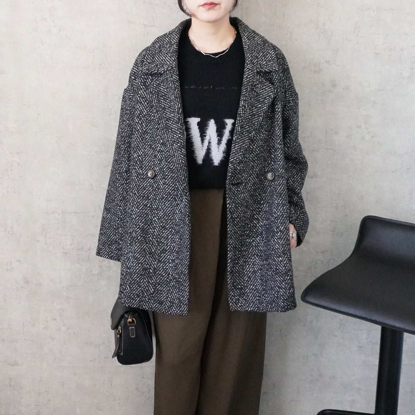 ヘリンボーンダブルテーラードジャケット