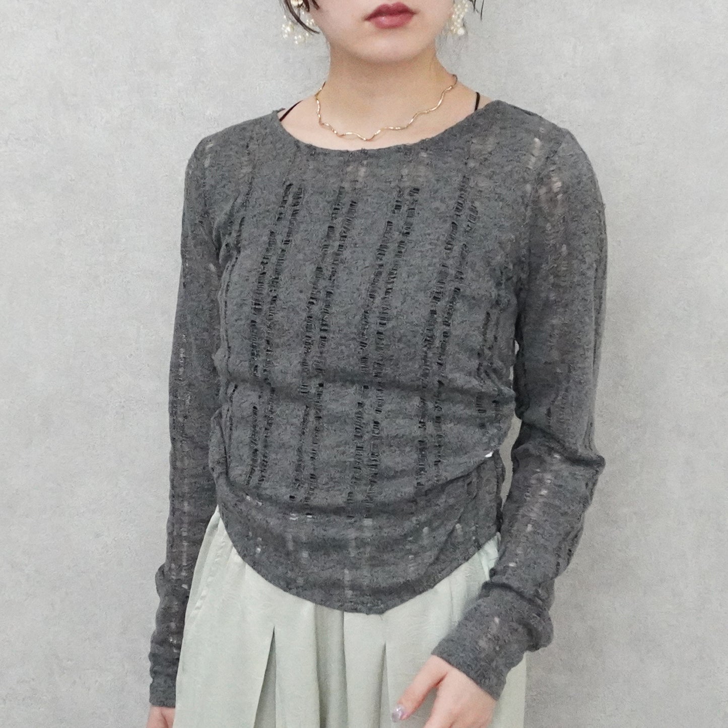 ダメージシアーニットソー