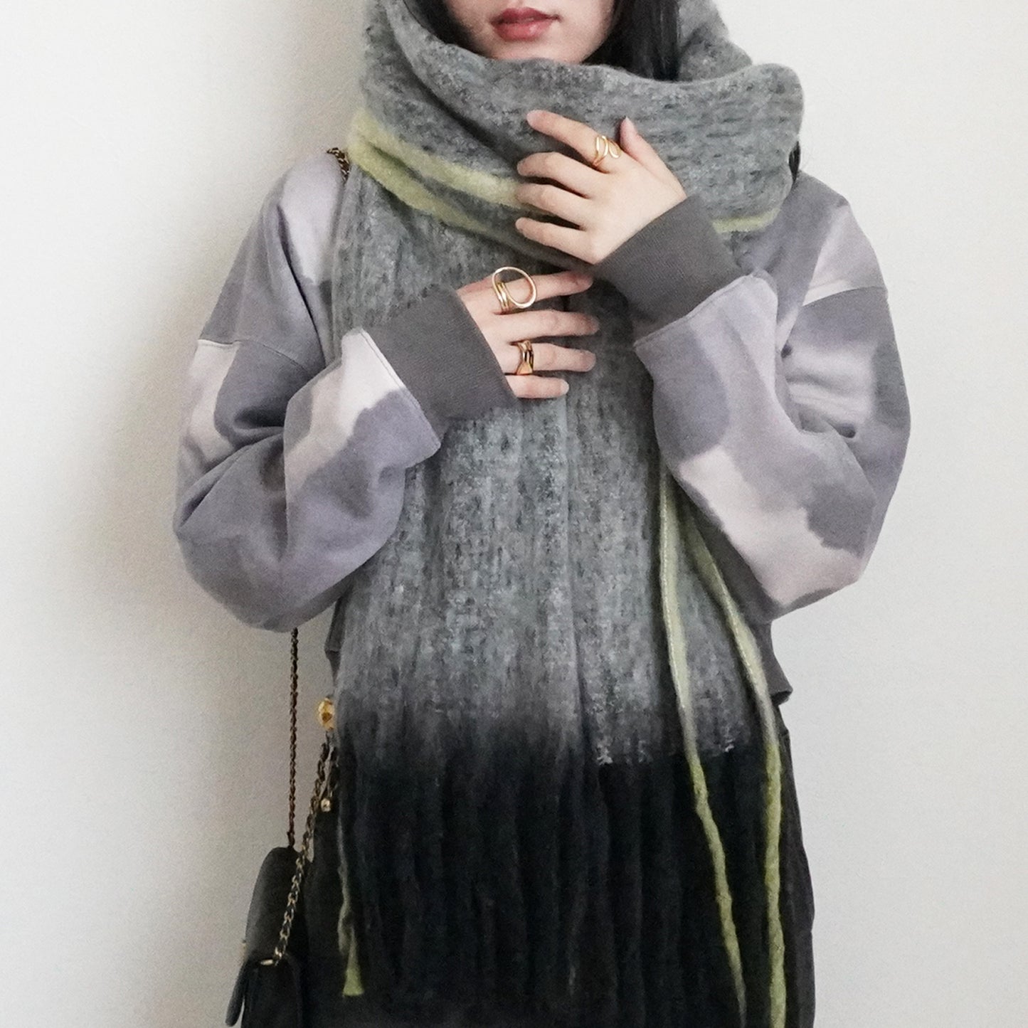 メランジ配色ボリュームマフラー