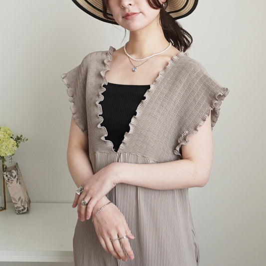 2wayギャザーミニプリーツオールインワン