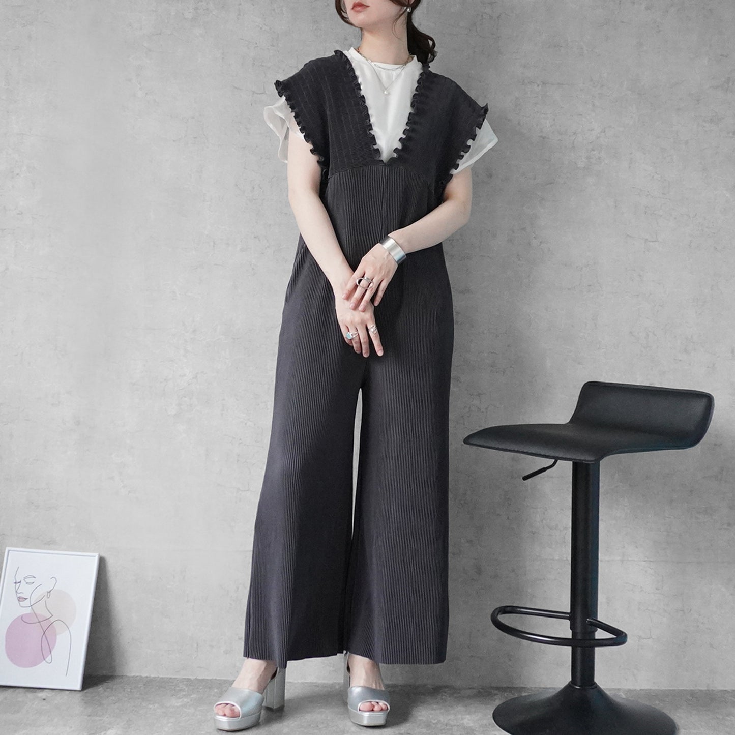 セルフカット2wayギャザーミニプリーツオールインワン【予約】