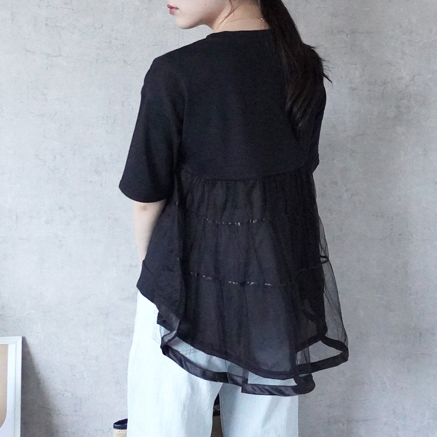 バックティアードチュールTシャツ