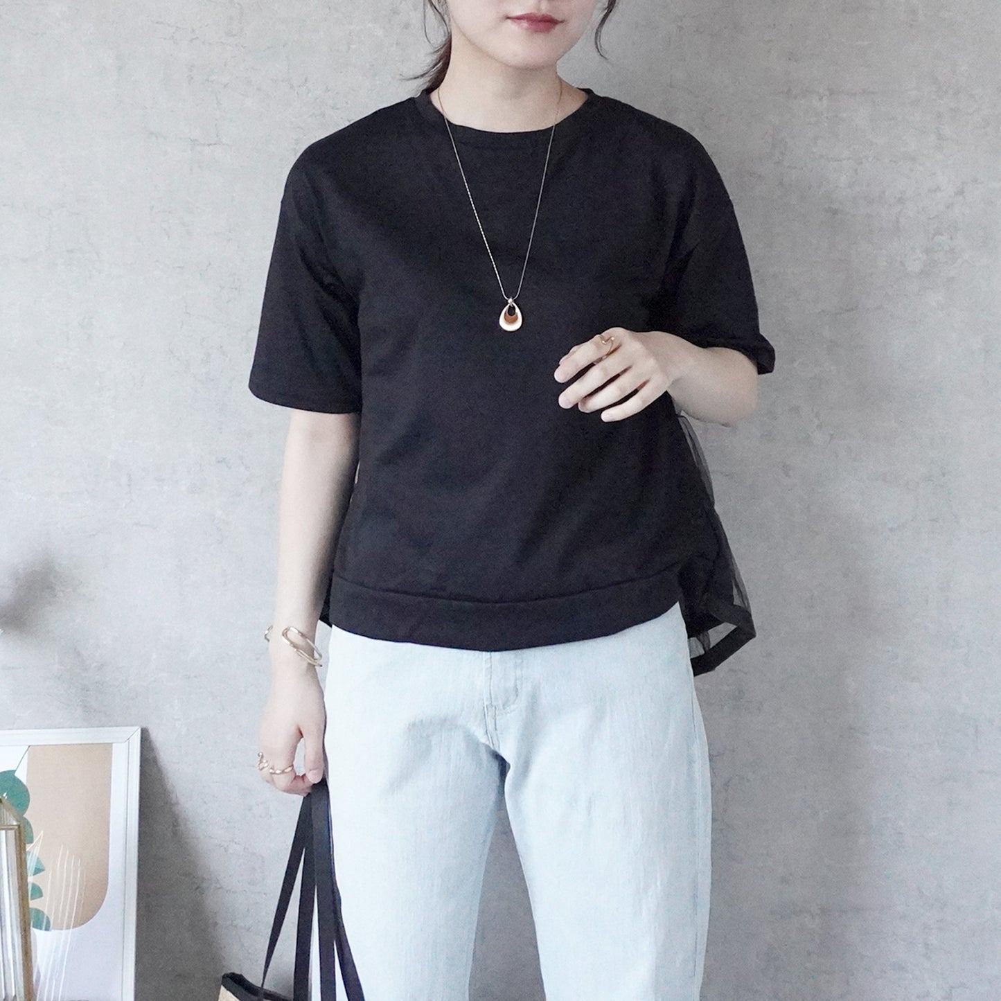 バックティアードチュールTシャツ