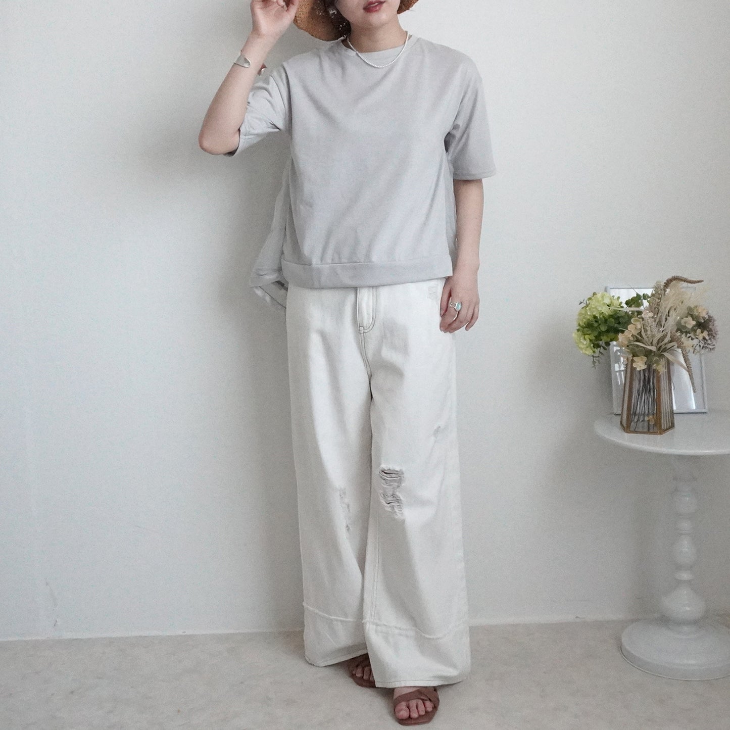 バックティアードチュールTシャツ