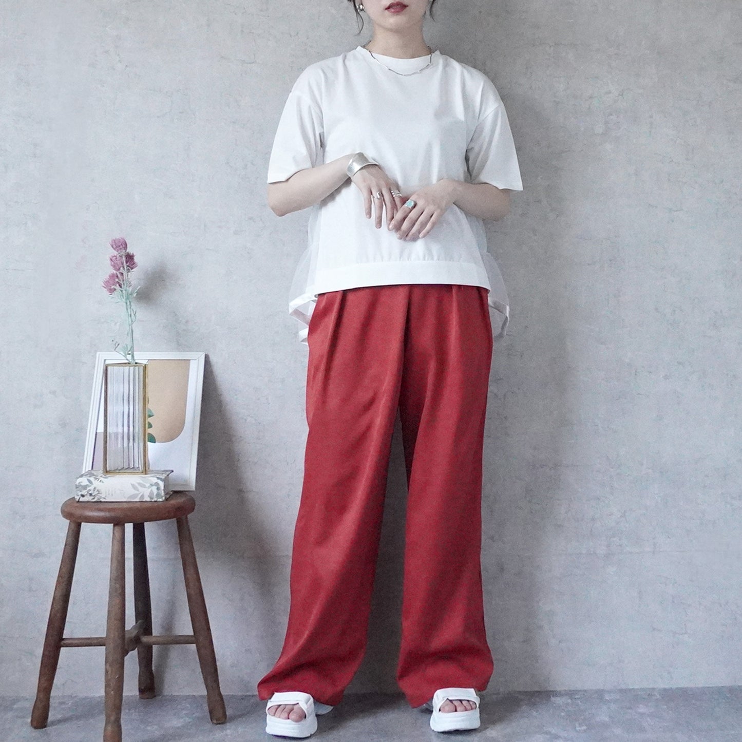 バックティアードチュールTシャツ