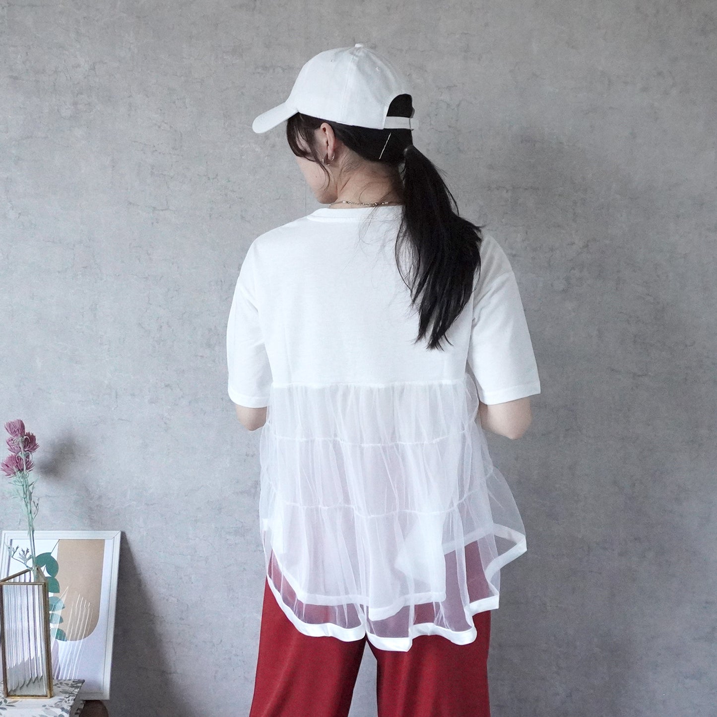 バックティアードチュールTシャツ