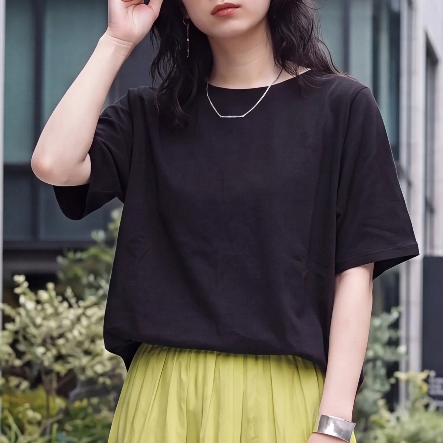 天竺裾ゴム入りドルマンTシャツ