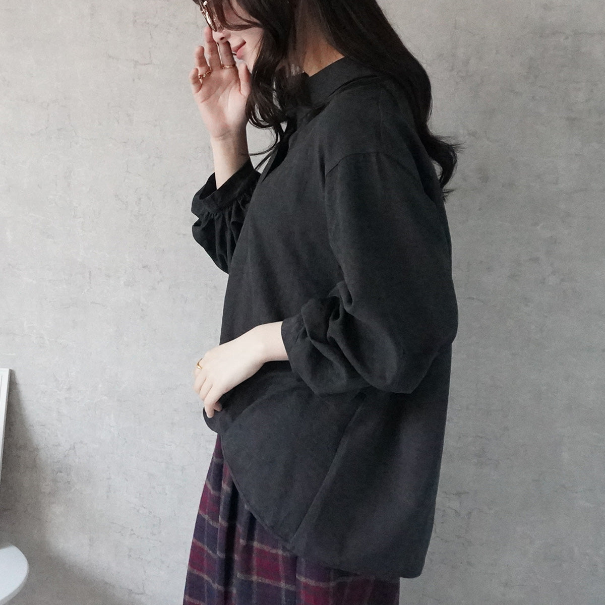 しっとりワッシャー長袖ブラウス