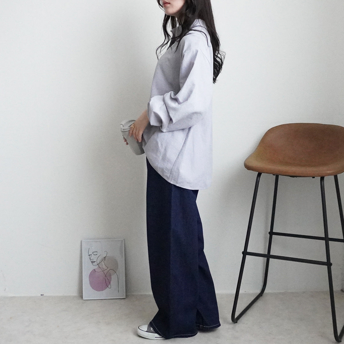 しっとりワッシャー長袖ブラウス