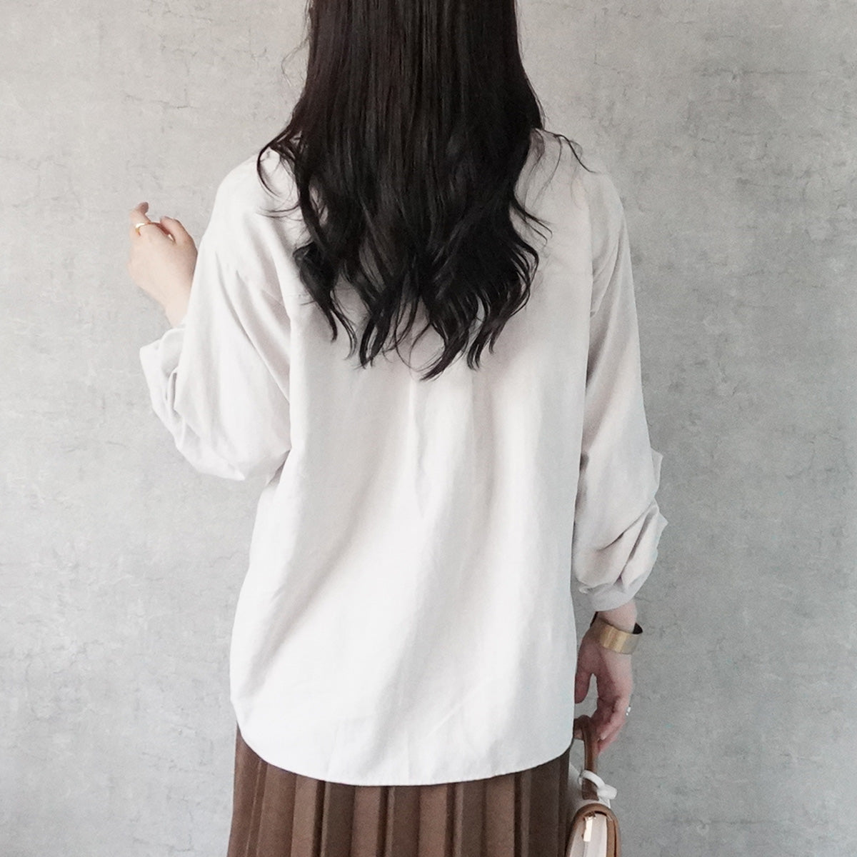 しっとりワッシャー長袖ブラウス