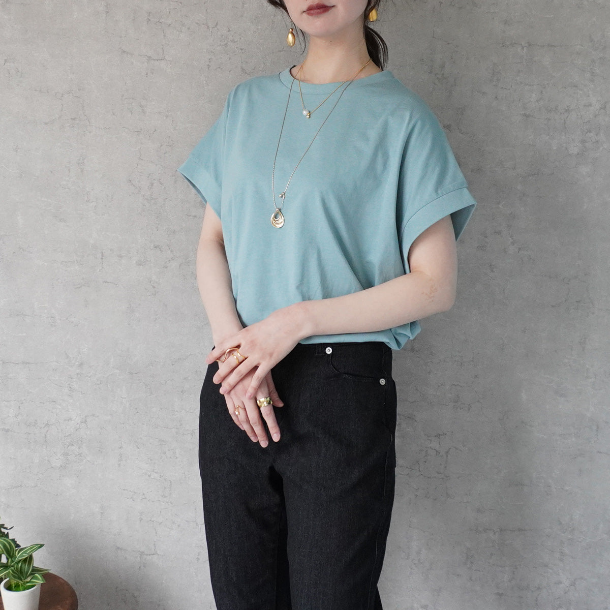 接触冷感フレンチスリーブTシャツ