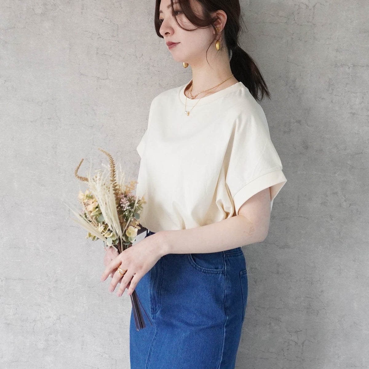 接触冷感フレンチスリーブTシャツ
