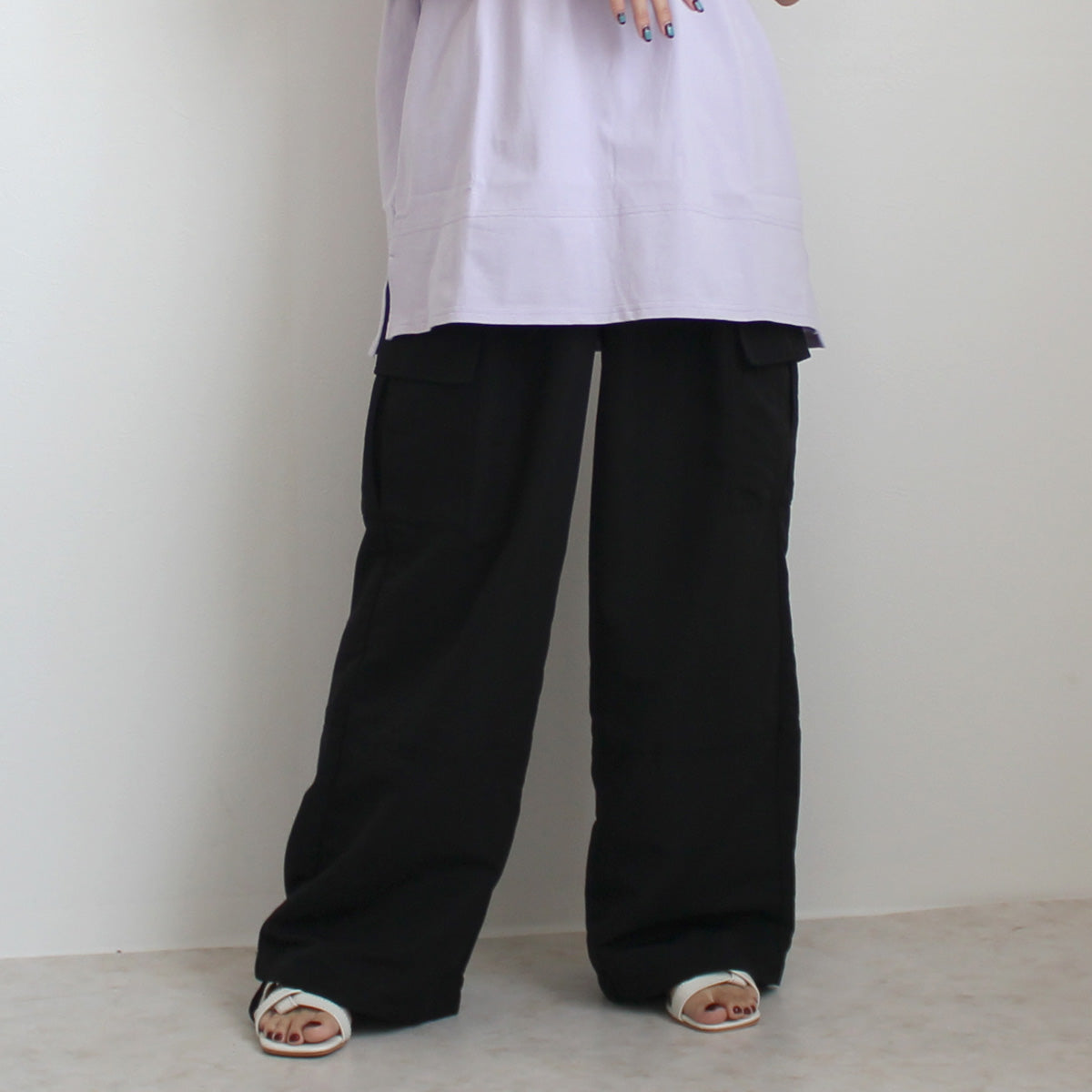 裾リボンカーゴパンツ