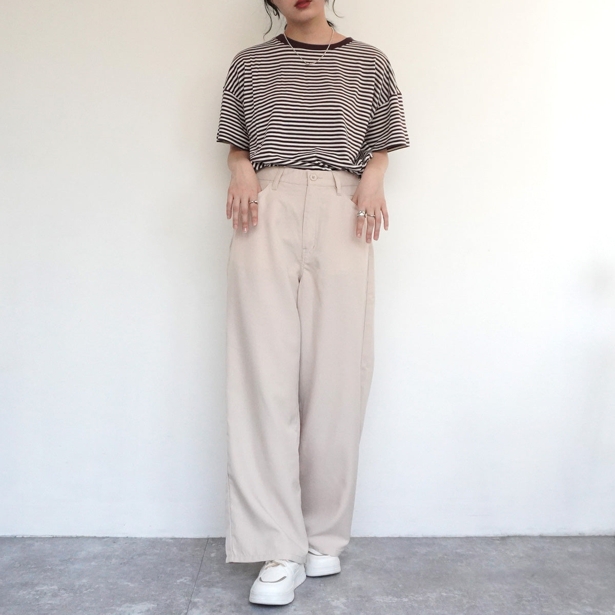 接触冷感カラーワイドパンツ