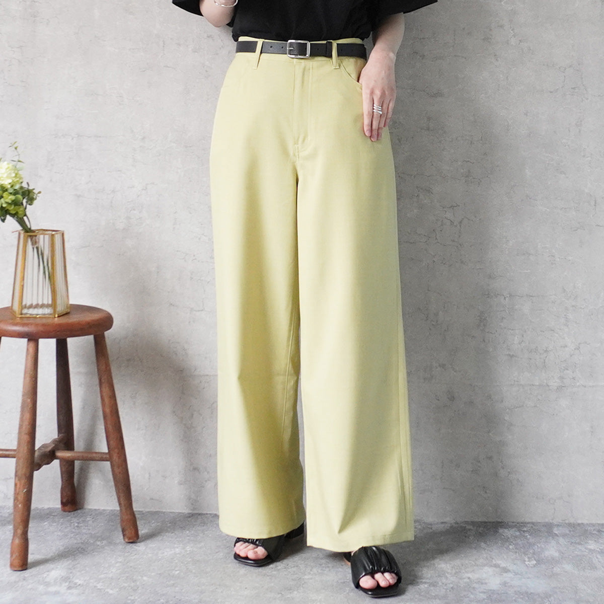 接触冷感カラーワイドパンツ