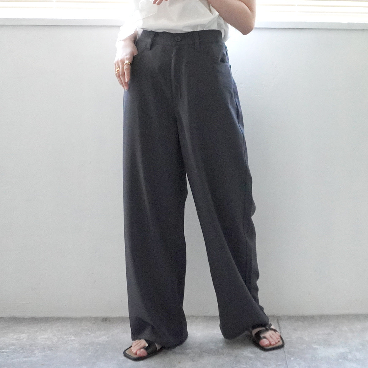 接触冷感カラーワイドパンツ