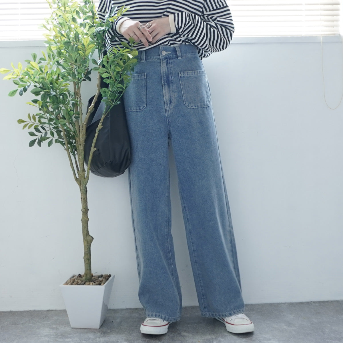 フロントポケットデニムワイドパンツ