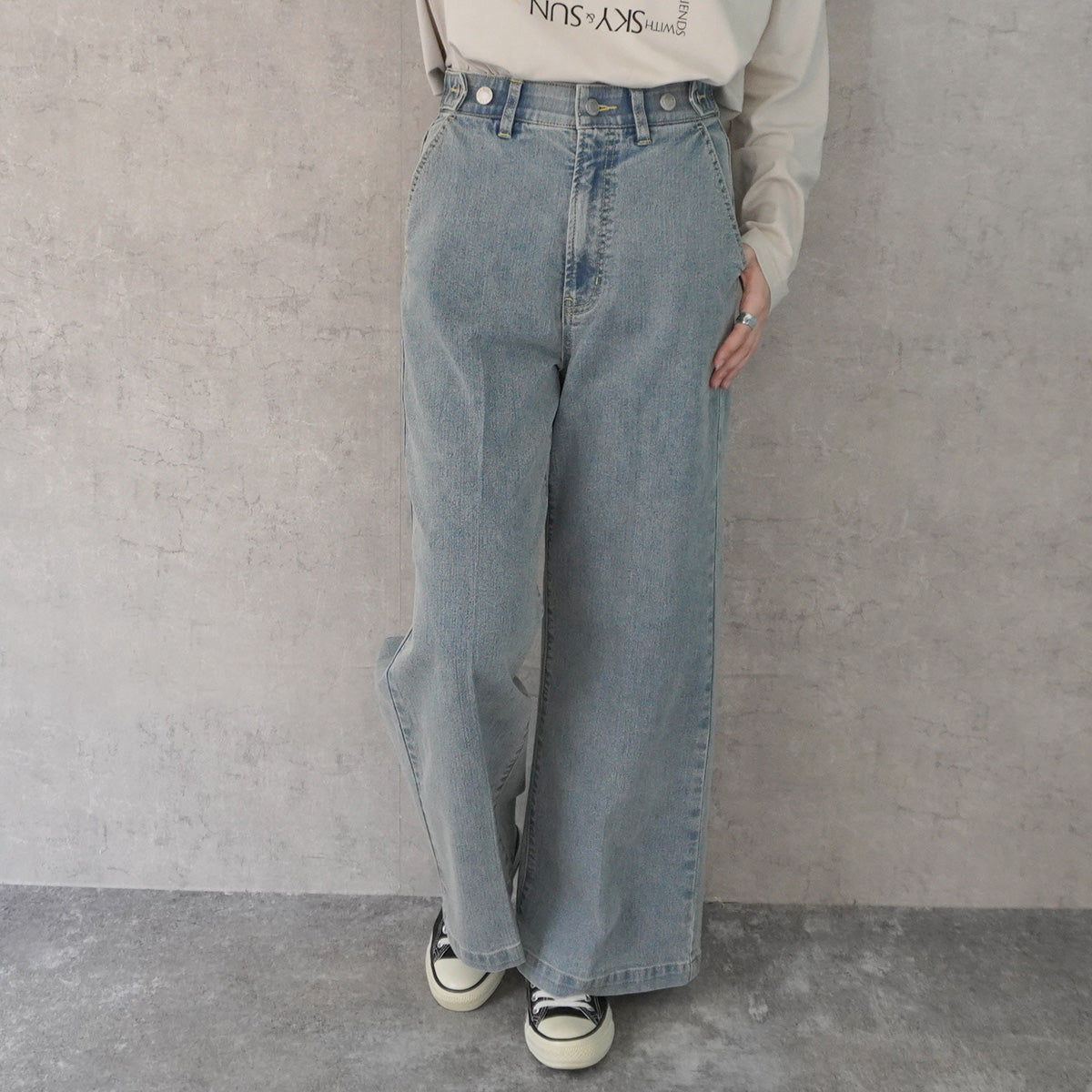 リサイクルデニムセンタープレスパンツ