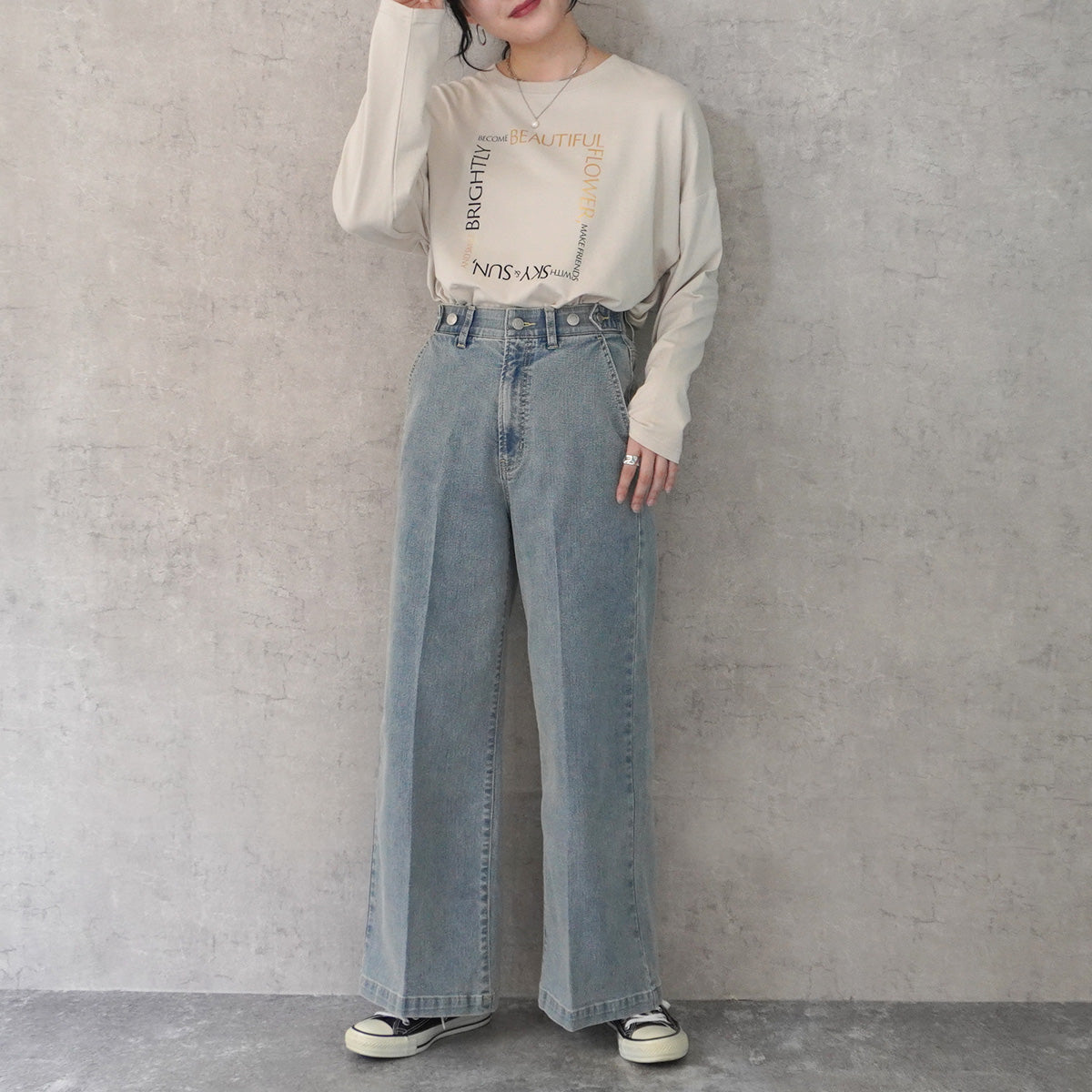 リサイクルデニムセンタープレスパンツ
