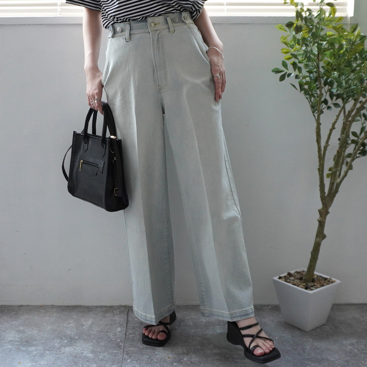 リサイクルデニムセンタープレスパンツ