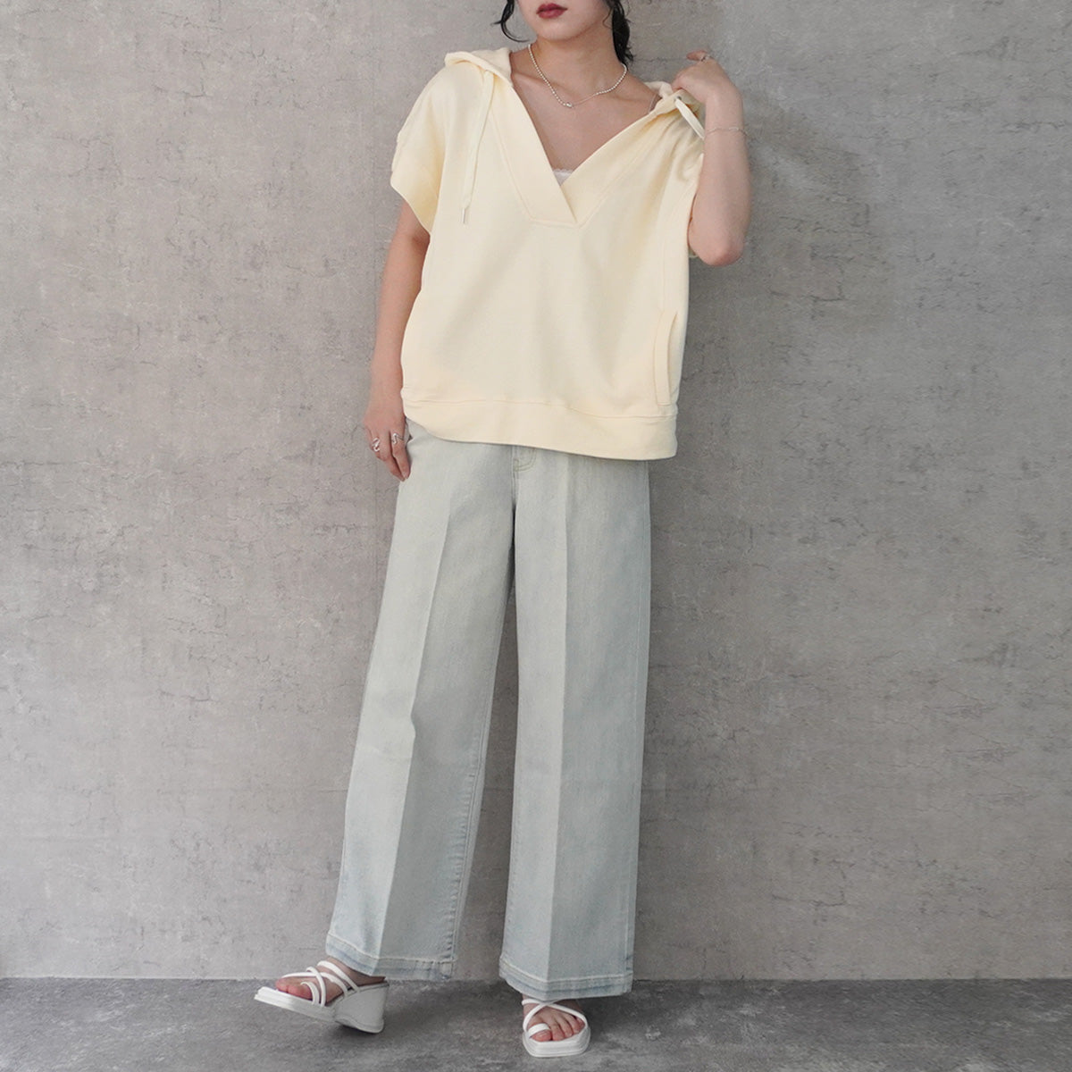 リサイクルデニムセンタープレスパンツ