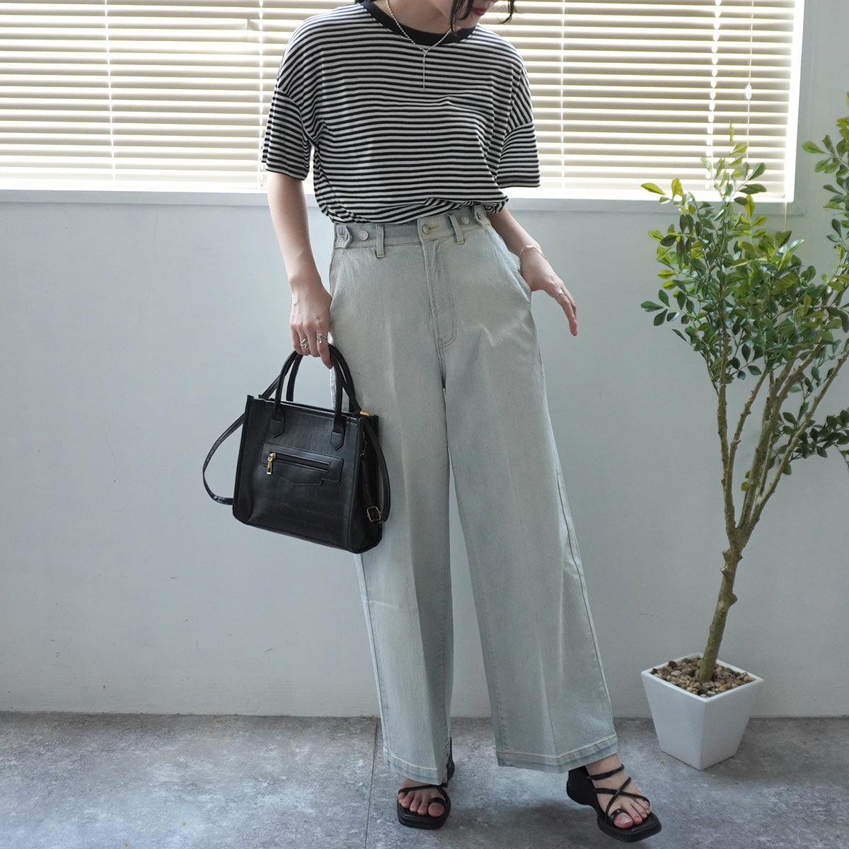 リサイクルデニムセンタープレスパンツ