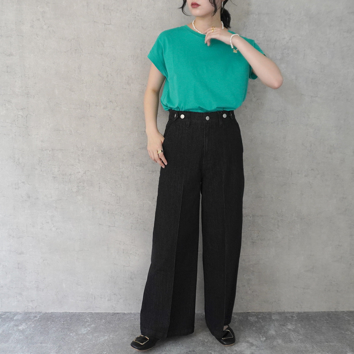 リサイクルデニムセンタープレスパンツ